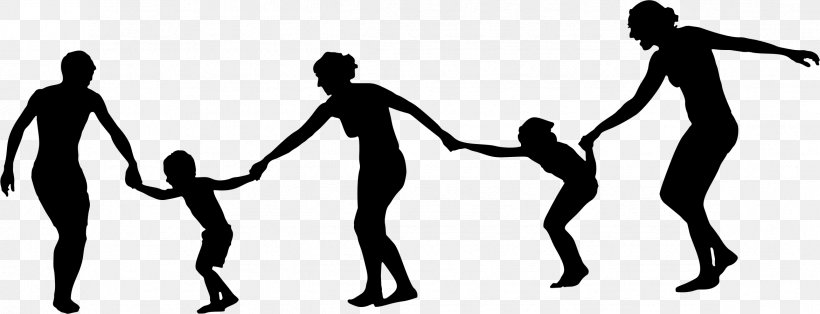 Silhouette Holding Hands Clip Art, PNG, 2342x898px, Silhouette, Arm, Black And White, Child, Drawing Download Free