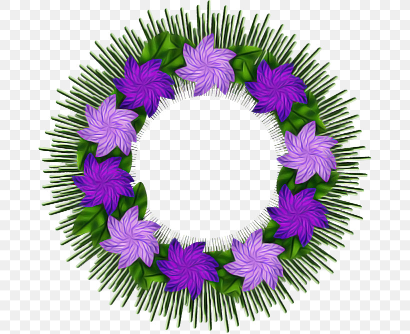 Christmas Decoration, PNG, 668x667px, Purple, Christmas Decoration, Circle, Flower, Leaf Download Free