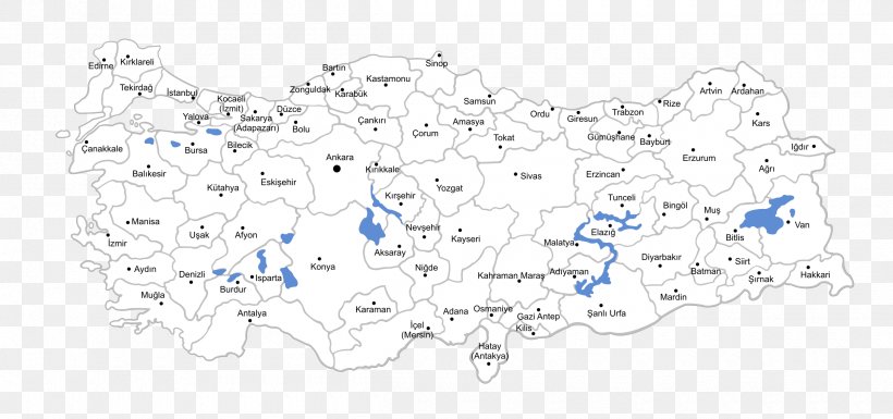 Kayseri Ankara Provinces Of Turkey Map, PNG, 2400x1129px, Kayseri, Ankara, Area, Blue, Border Download Free