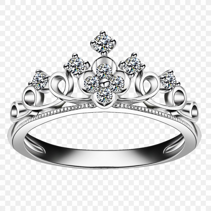 Lady Crown Ring Picture Material, PNG, 1000x1000px, Earring, Black And White, Bling Bling, Body Jewelry, Carat Download Free