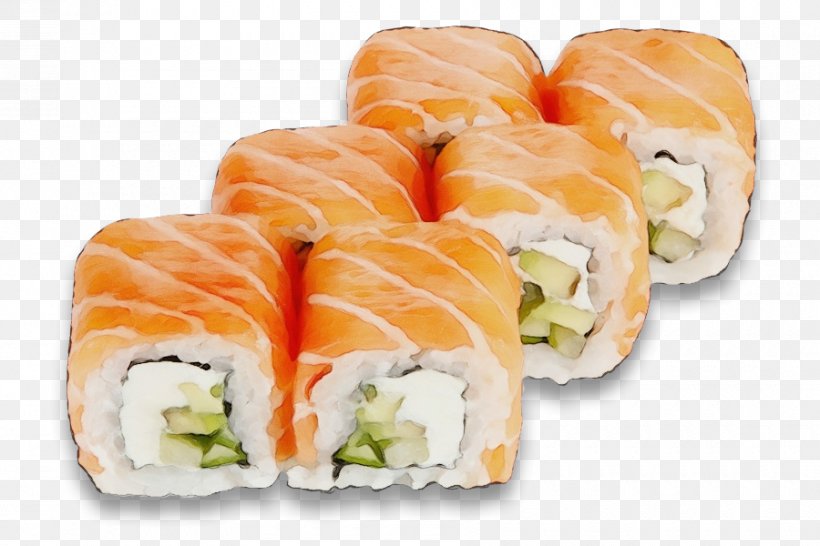 Sushi, PNG, 900x600px, Watercolor, California Roll, Cuisine, Dish, Food Download Free
