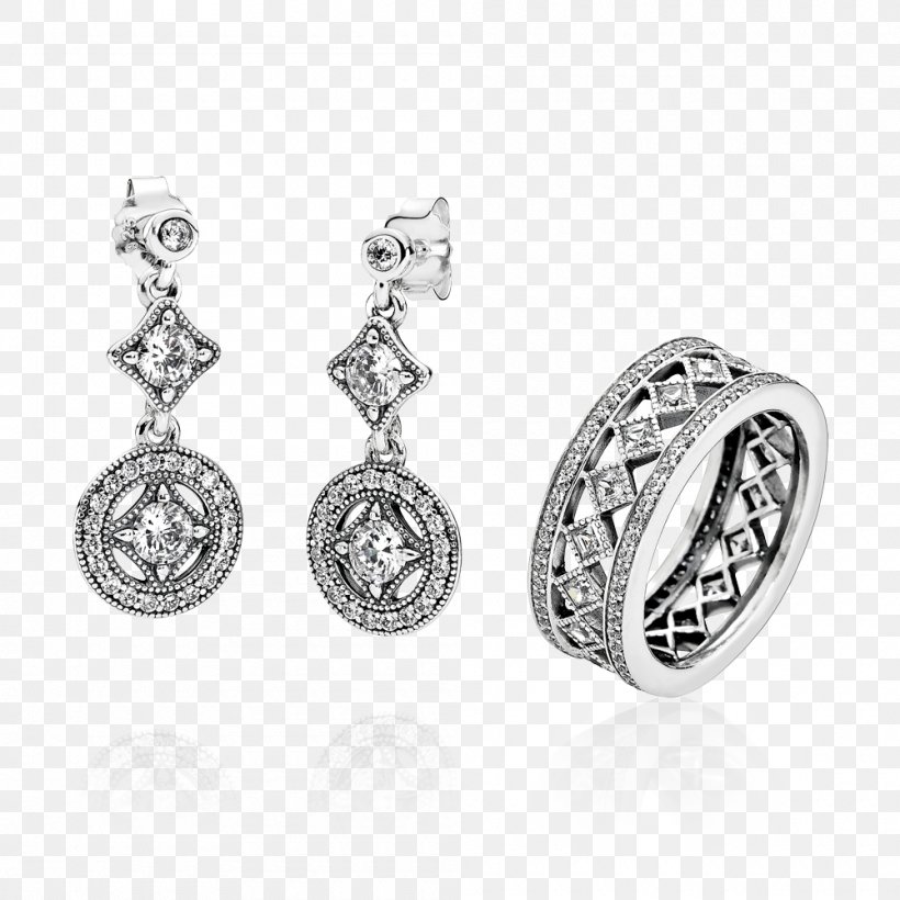 Earring Pandora Charm Bracelet Cubic Zirconia Jewellery, PNG, 1000x1000px, Earring, Birthstone, Bling Bling, Body Jewelry, Bracelet Download Free
