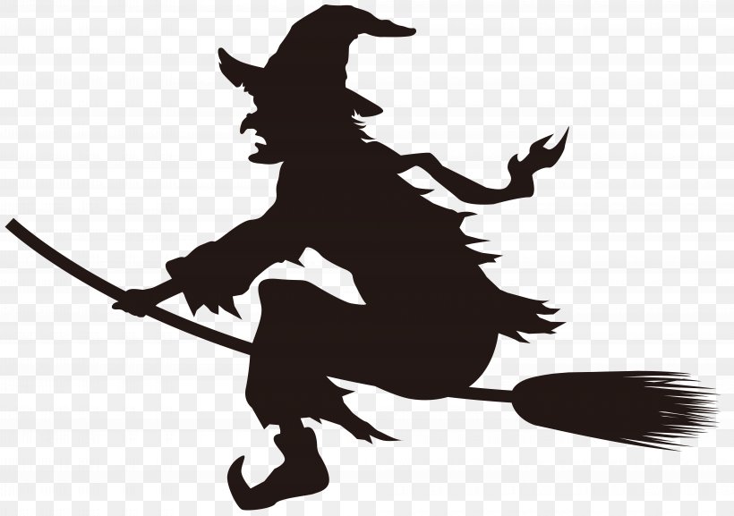 Halloween Witchcraft Clip Art, PNG, 8000x5637px, Halloween, Black And White, Broom, Carnivoran, Drawing Download Free