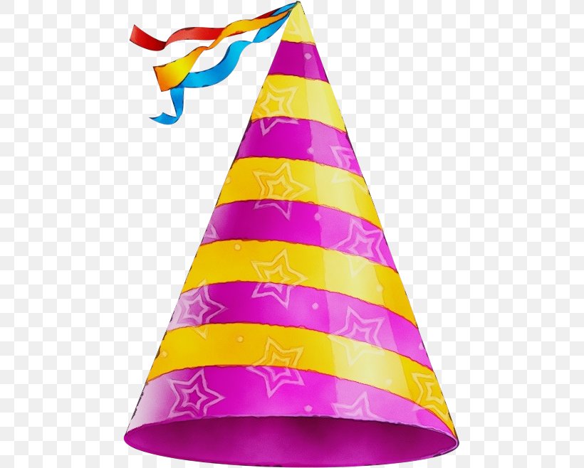 Party Hat, PNG, 473x658px, Watercolor, Cone, Inflatable, Magenta, Paint Download Free
