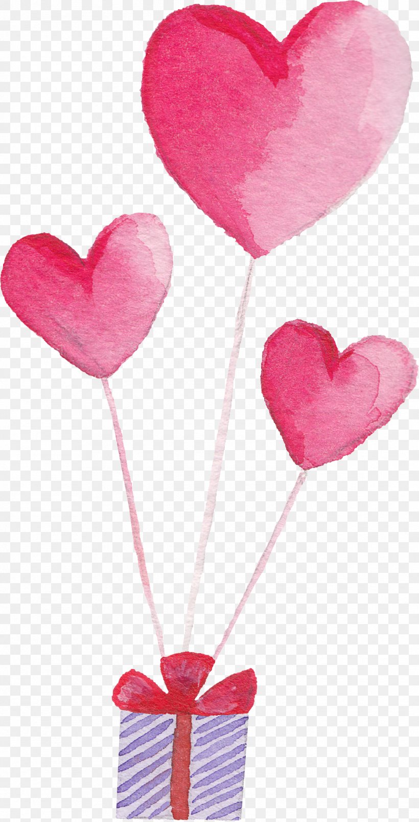 Balloon Heart Cartoon Watercolor Painting Pink, PNG, 1372x2689px, Balloon, Cartoon, Designer, Gift, Heart Download Free