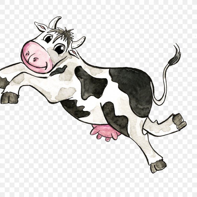 Illustration Dairy Cattle Watercolor Painting Clip Art Drawing, PNG, 3441x3441px, Dairy Cattle, Animal Figure, Art, Bear, Carnivoran Download Free