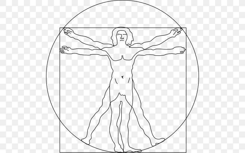 Vitruvian Man De Architectura Homo Sapiens Line Art Drawing, PNG, 512x512px, Watercolor, Cartoon, Flower, Frame, Heart Download Free