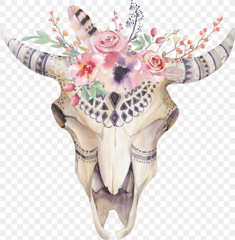 Flower Skull Floral Design Boho-chic Stock Photography, PNG, 3475x3539px, Flower, Art, Artificial Flower, Bohemianism, Bohochic Download Free