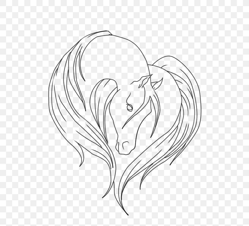 Horse Line Art Drawing Sketch, PNG, 560x745px, Watercolor, Cartoon, Flower, Frame, Heart Download Free