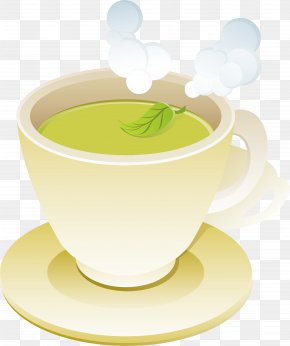 Green Tea Vector Element - Green Tea Coffee Cup PNG