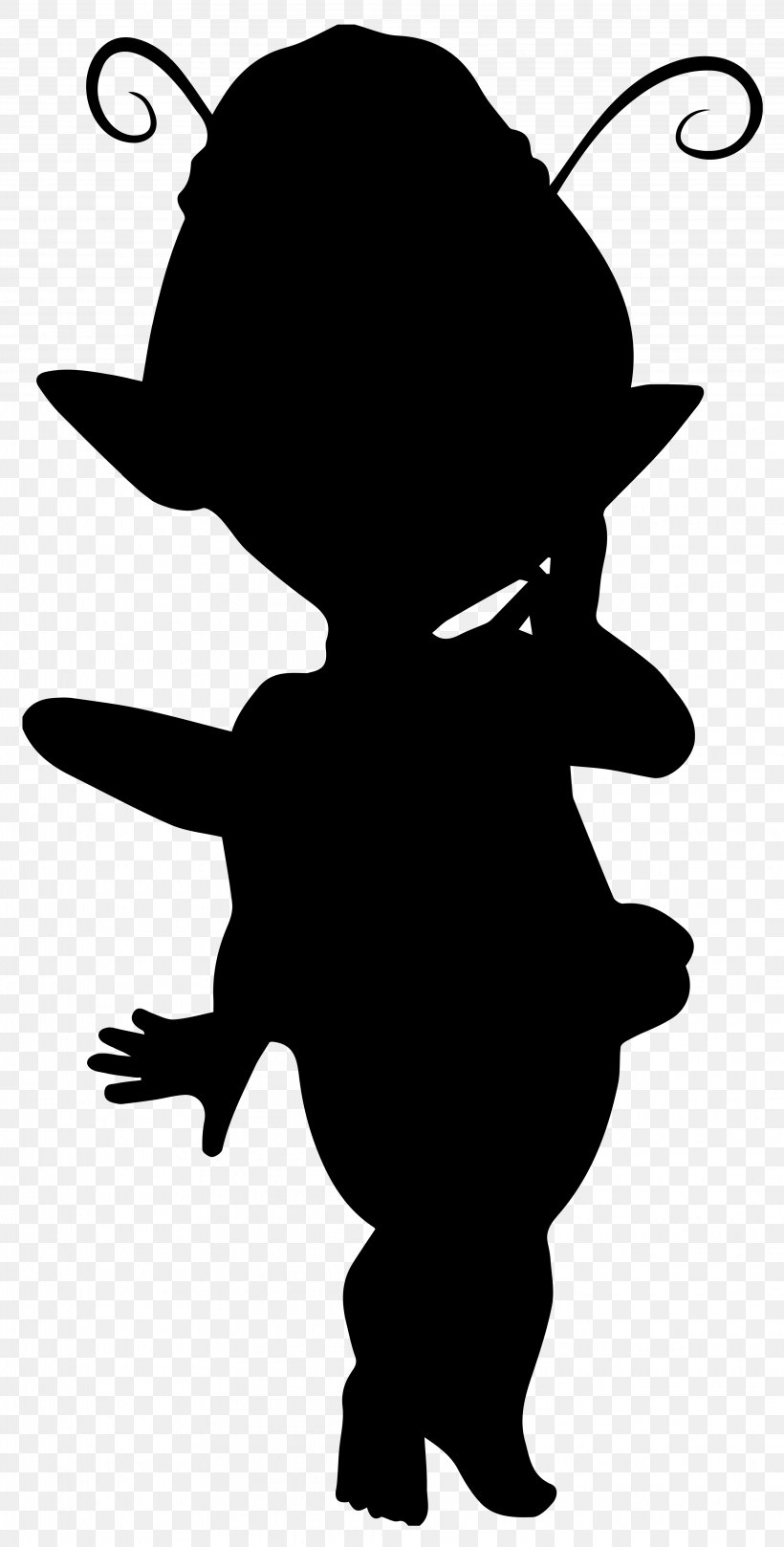 Silhouette Fairy Clip Art, PNG, 4054x8000px, Silhouette, Art, Black, Black And White, Cartoon Download Free
