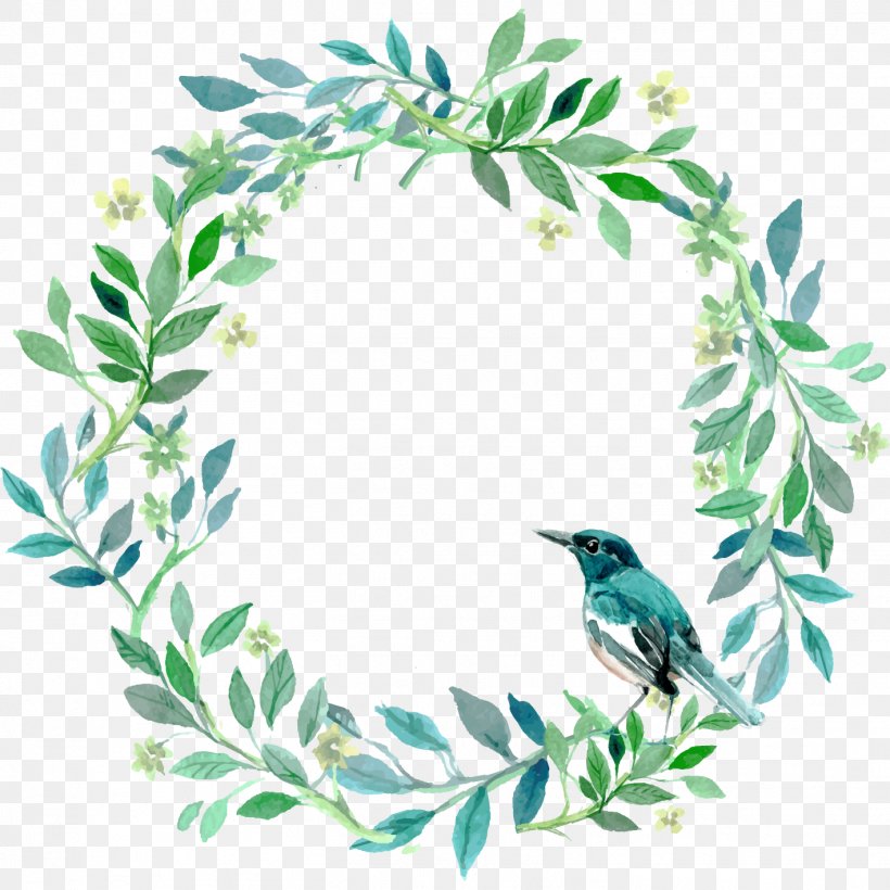 Green And Fresh Grass Ring Bird Decoration Pattern, PNG, 1418x1418px, Wedding Invitation, Art, Beak, Bird, Branch Download Free