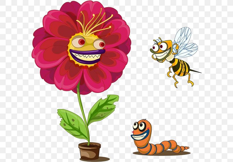 Insect Cartoon Illustration, PNG, 600x571px, Insect, Butterfly, Cartoon, Cut Flowers, Drawing Download Free