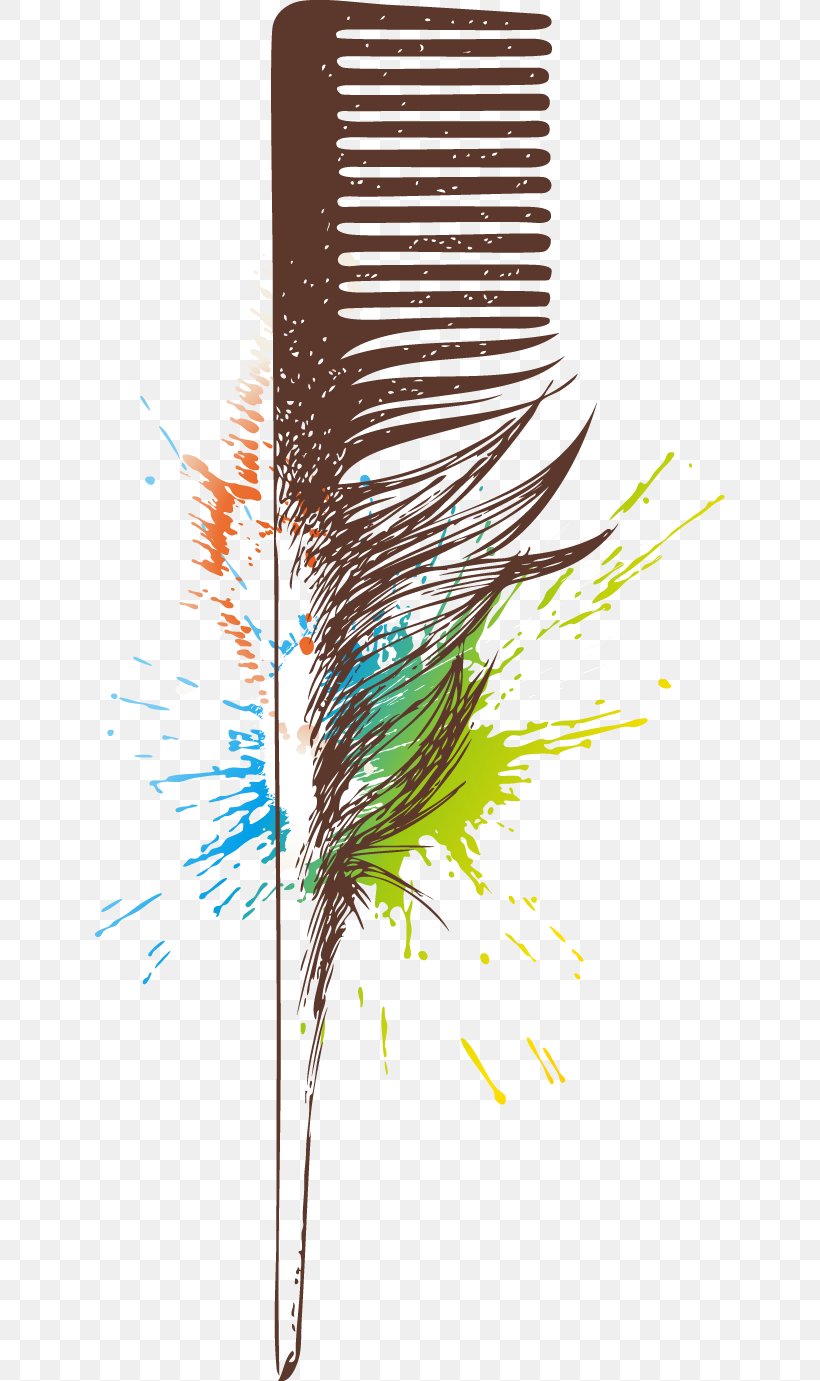 Comb Feather Watercolor Painting Ink Brush, PNG, 630x1381px, Comb, Color, Creative Work, Creativity, Designer Download Free