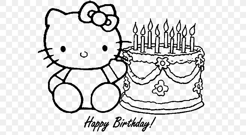Hello Kitty Coloring Book Birthday Drawing, PNG, 720x452px, Watercolor, Cartoon, Flower, Frame, Heart Download Free