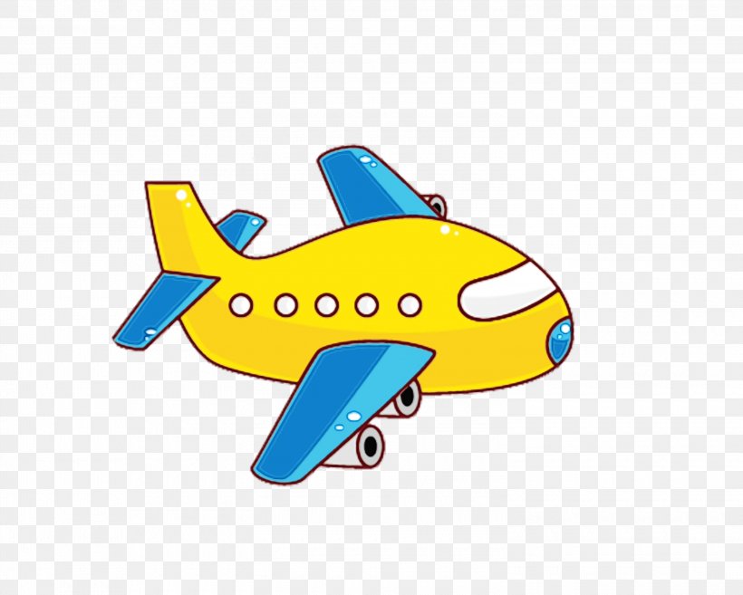 Airplane Cartoon Air Travel Clip Art Yellow, PNG, 3000x2405px, Watercolor, Air Travel, Aircraft, Airplane, Cartoon Download Free