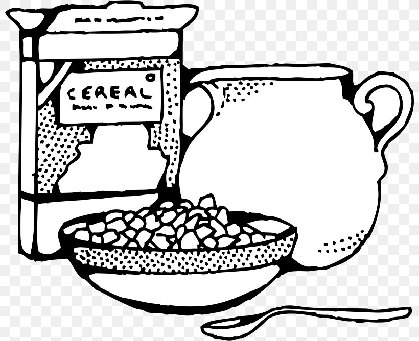 Breakfast Cereal Milk Bowl Clip Art, PNG, 800x668px, Breakfast Cereal, Area, Black And White, Bowl, Breakfast Download Free