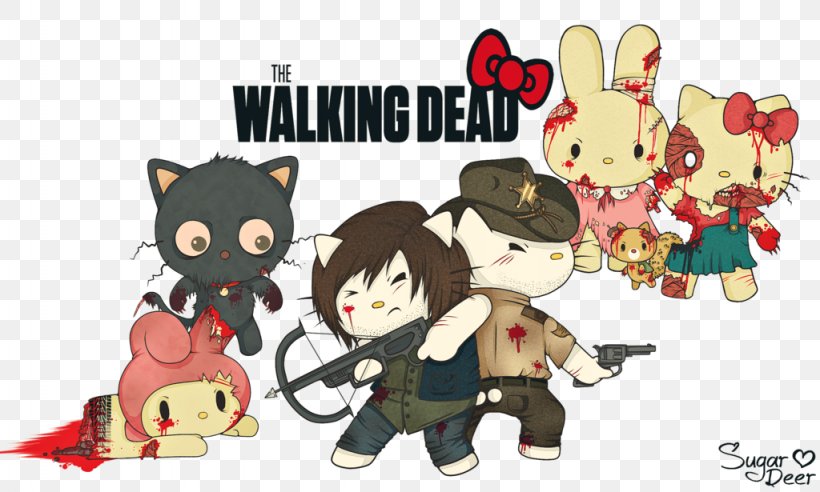 Hello Kitty The Walking Dead: Michonne Daryl Dixon Rick Grimes Character, PNG, 1024x615px, Watercolor, Cartoon, Flower, Frame, Heart Download Free