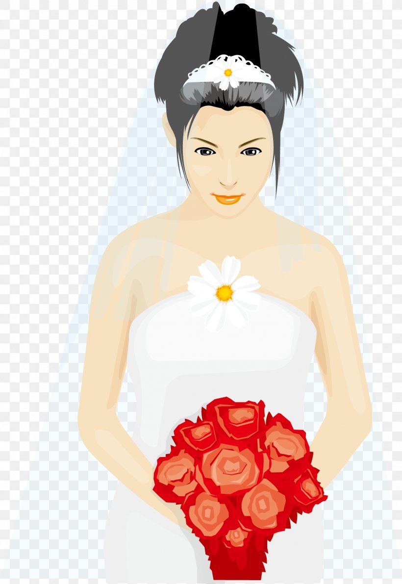 Bride Illustration, PNG, 1453x2111px, Watercolor, Cartoon, Flower, Frame, Heart Download Free