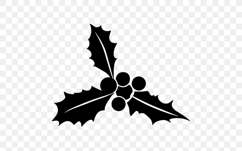 Mistletoe Christmas Silhouette Clip Art, PNG, 512x512px, Mistletoe, Black And White, Branch, Christmas, Christmas Ornament Download Free