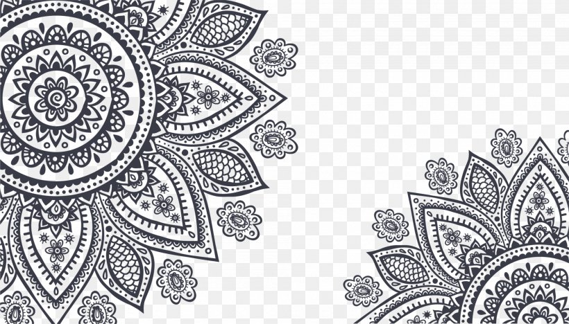 Ornament Mehndi Royalty-free Clip Art, PNG, 2000x1143px, Ornament, Art, Black And White, Drawing, Mehndi Download Free