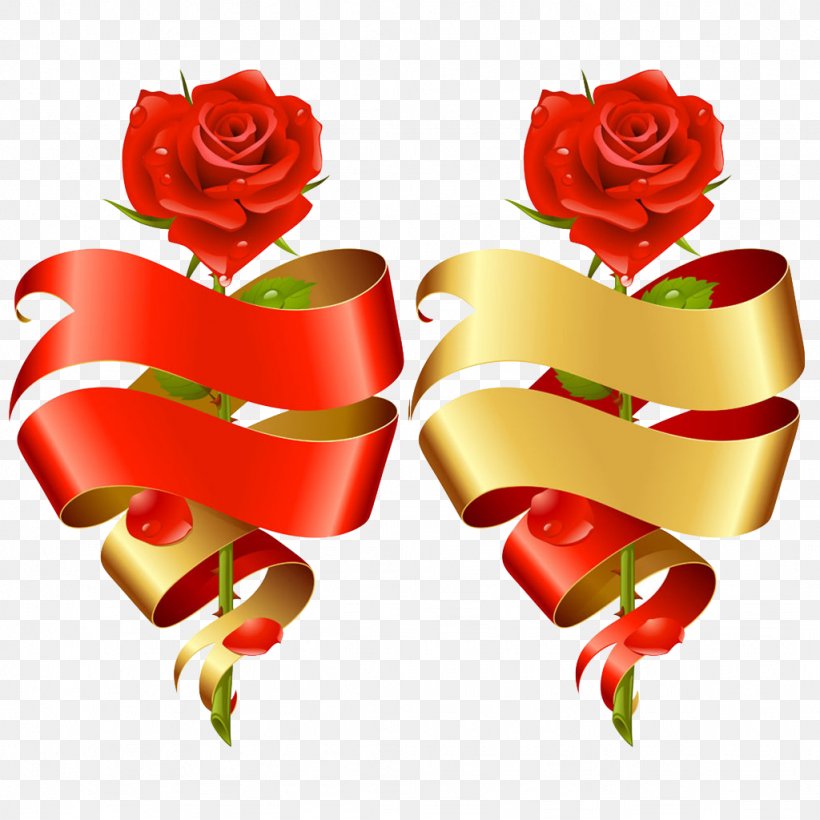 Red Roses With Ribbon, PNG, 1024x1024px, Heart, Banner, Cut Flowers, Emoticon, Floral Design Download Free