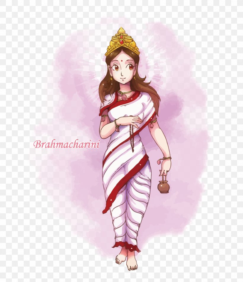 Parvati Brahmacharini Navaratri Navadurga, PNG, 1291x1500px, Watercolor, Cartoon, Flower, Frame, Heart Download Free