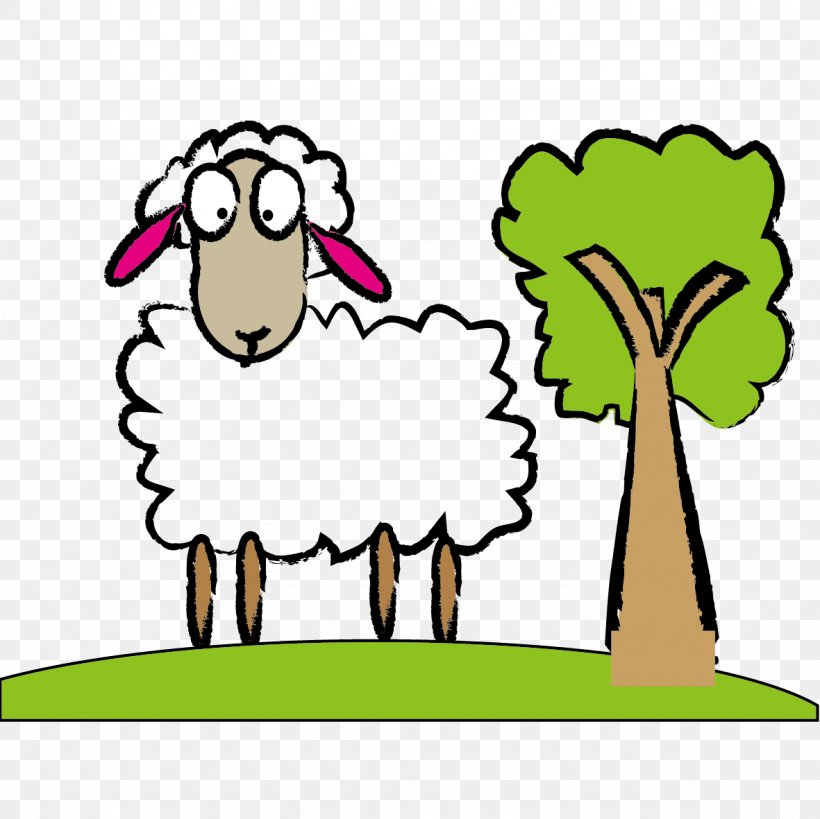 Sheep And Tree, PNG, 1181x1181px, Sheep, Area, Artwork, Black Sheep, Clip Art Download Free