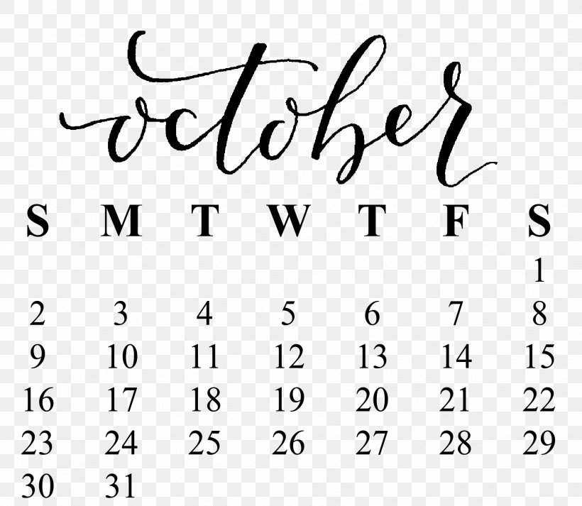 Calendar 0 October 1, PNG, 1725x1500px, 2017, 2018, Calendar, Area, Black And White Download Free