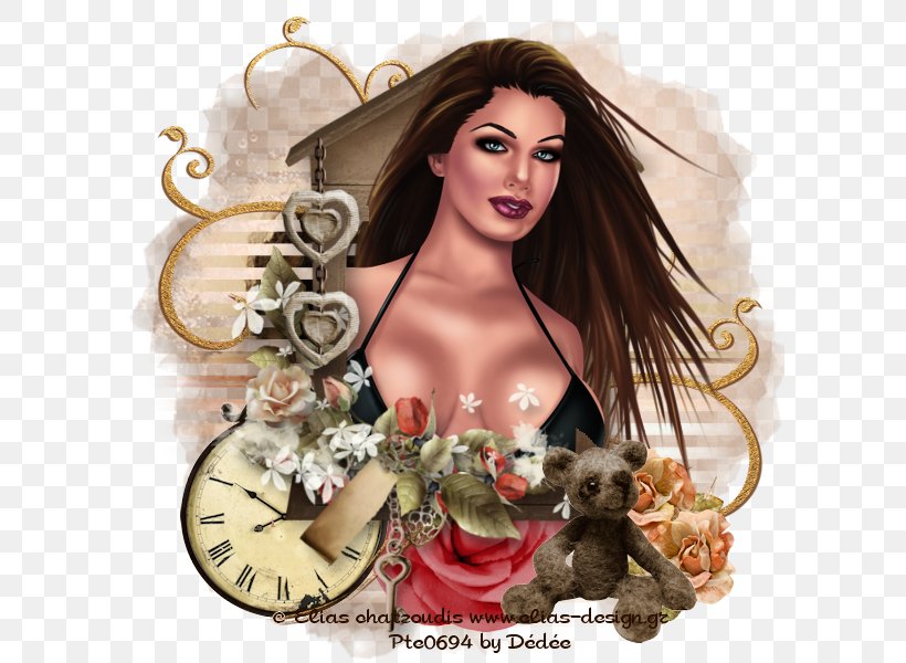 Brown Hair Clock Face Photomontage, PNG, 600x600px, Brown Hair, Brown, Clock, Clock Face, Hair Download Free