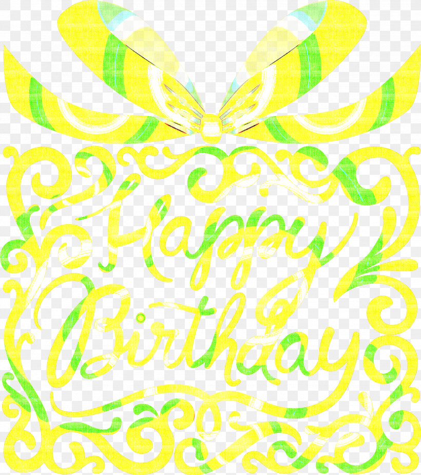 Birthday Calligraphy Happy Birthday Calligraphy, PNG, 2662x3000px, Birthday Calligraphy, Green, Happy Birthday Calligraphy, Yellow Download Free