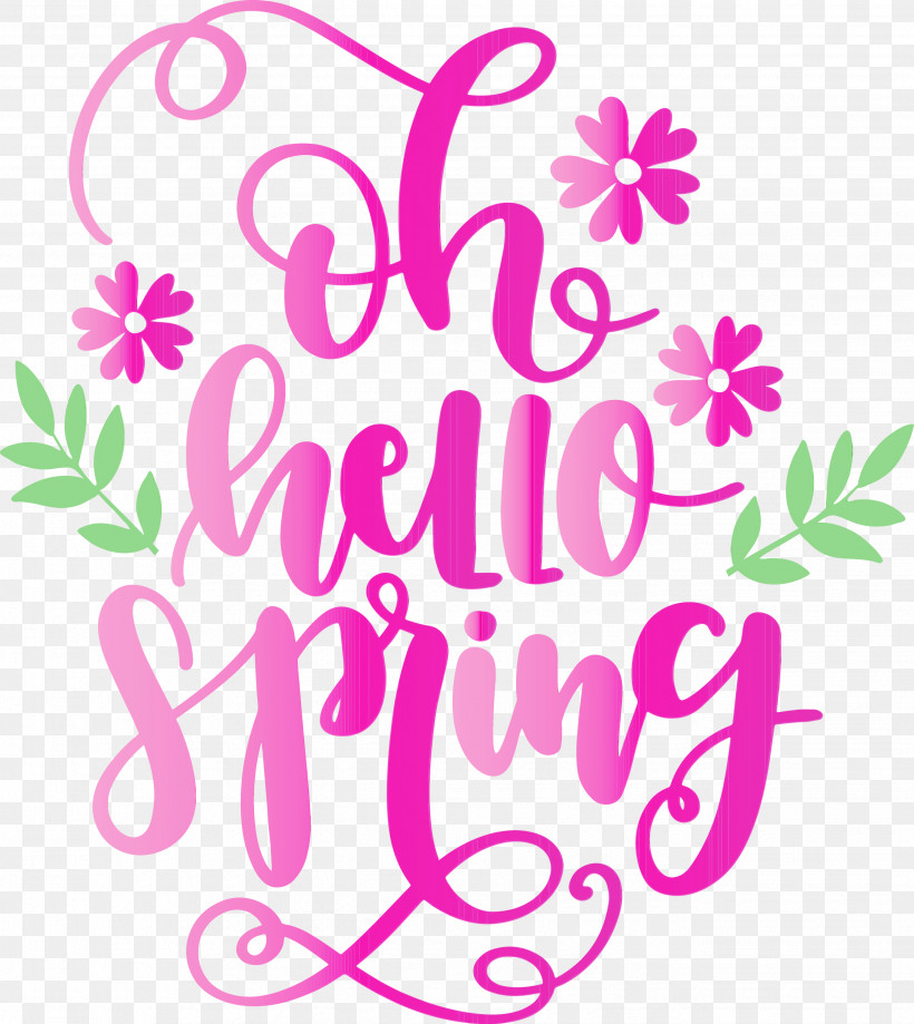 Pink Text Font Plant, PNG, 2676x3000px, Hello Spring, Paint, Pink, Plant, Spring Download Free