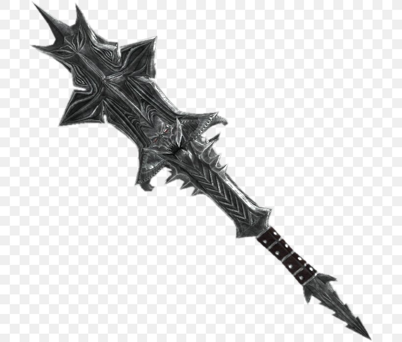 The Elder Scrolls V: Skyrim – Dragonborn The Elder Scrolls Online Mace Weapon Oblivion, PNG, 702x697px, Elder Scrolls V Skyrim Dragonborn, Black And White, Club, Cold Weapon, Elder Scrolls Download Free