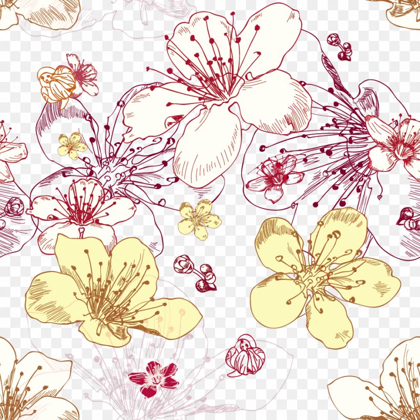 Flower Pattern, PNG, 945x945px, Flower, Art, Blossom, Branch, Butterfly Download Free