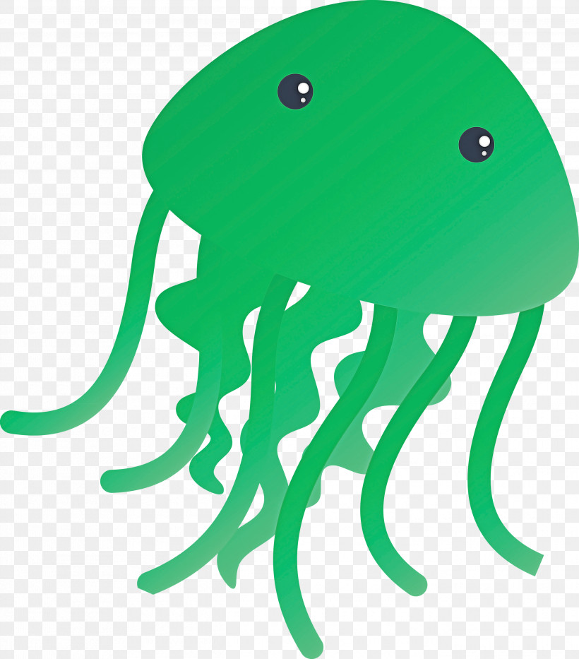 Green Octopus Table Smile Jellyfish, PNG, 2635x2999px, Green, Jellyfish, Line Art, Octopus, Smile Download Free