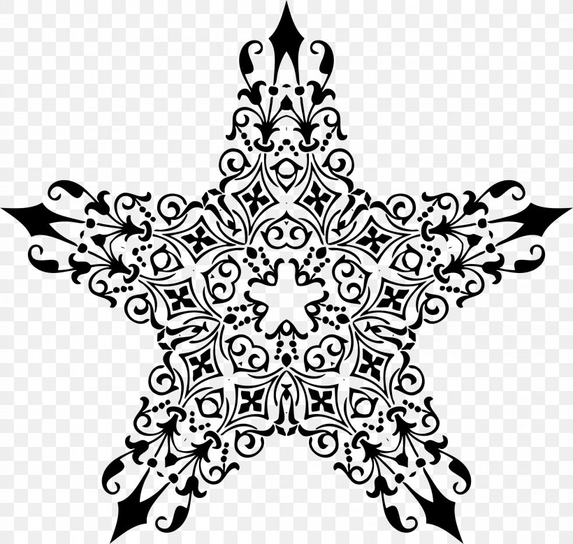 Star Decorative Arts Ornament Clip Art, PNG, 2308x2194px, Star, Art, Black, Black And White, Color Download Free