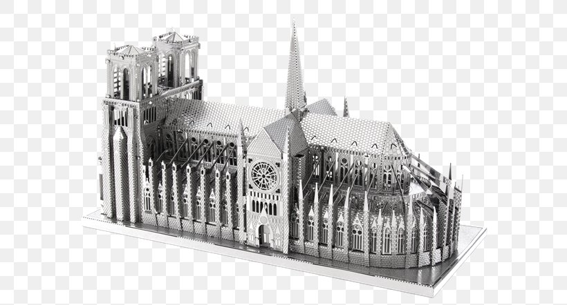 Notre-Dame De Paris Cathedral 3D-Puzzle Metal Facade, PNG, 620x442px, Notredame De Paris, Architecture, Black And White, Building, Cathedral Download Free
