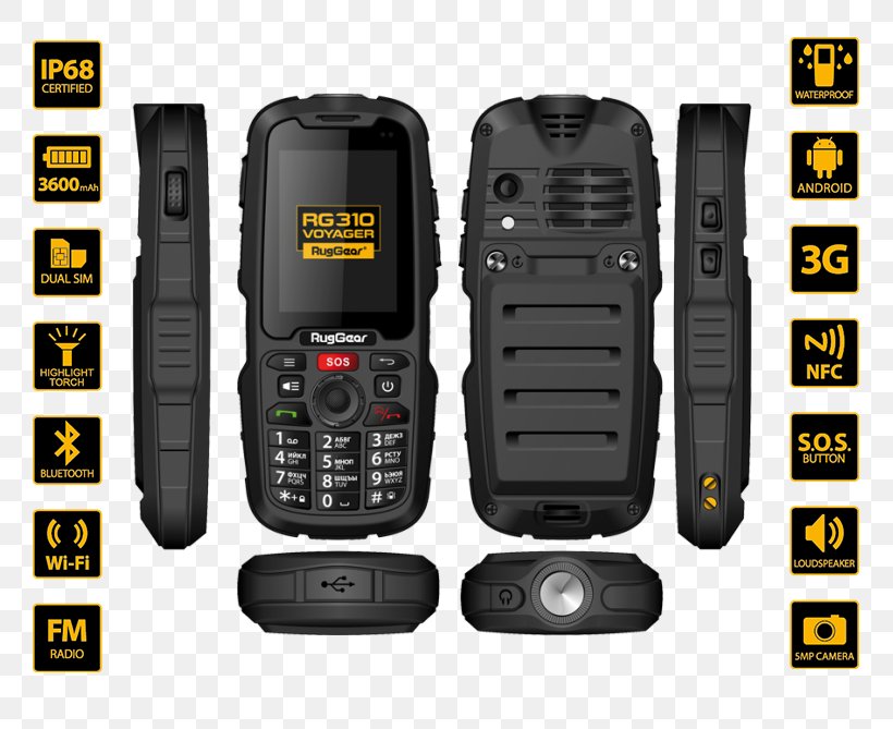 Feature Phone RugGear Ruggear RG310 Smartphone Dual Sim, PNG, 759x669px, Feature Phone, Android, Black, Brand, Cellular Network Download Free