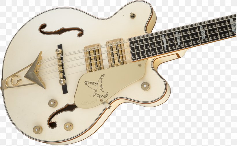 Gretsch White Falcon Twelve-string Guitar Musical Instruments String Instruments, PNG, 2400x1477px, Watercolor, Cartoon, Flower, Frame, Heart Download Free