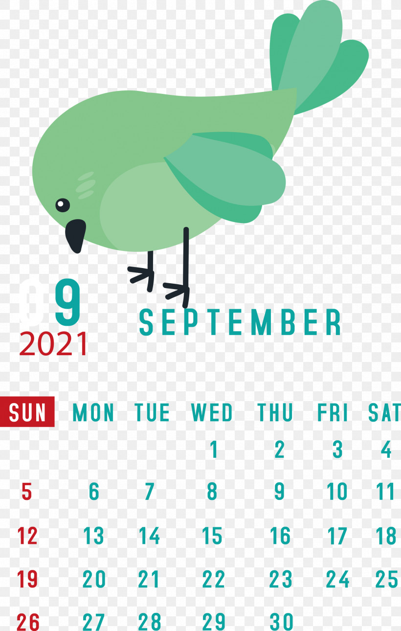 September 2021 Printable Calendar September 2021 Calendar, PNG, 1905x2999px, September 2021 Printable Calendar, Beak, Diagram, Green, Leaf Download Free