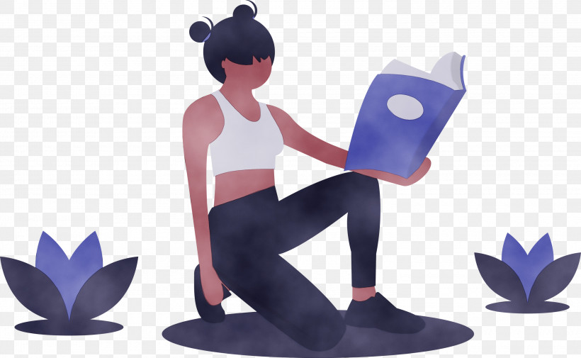 Cartoon Physical Fitness Animation Sitting Yoga, PNG, 3000x1850px, Reading Book, Animation, Cartoon, Fashion, Girl Download Free