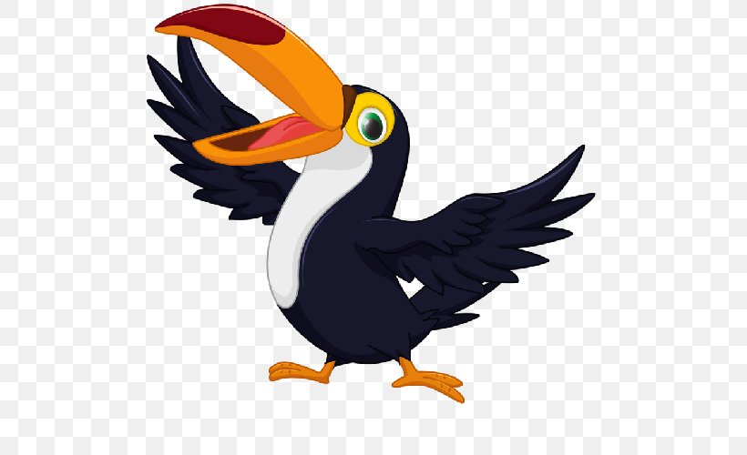 Bird Toucan Parrot Clip Art, PNG, 500x500px, Bird, Beak, Cartoon, Drawing, Hornbill Download Free
