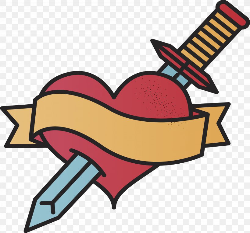 An Arrow Through The Heart Tattoo, PNG, 3282x3067px, Watercolor, Cartoon, Flower, Frame, Heart Download Free