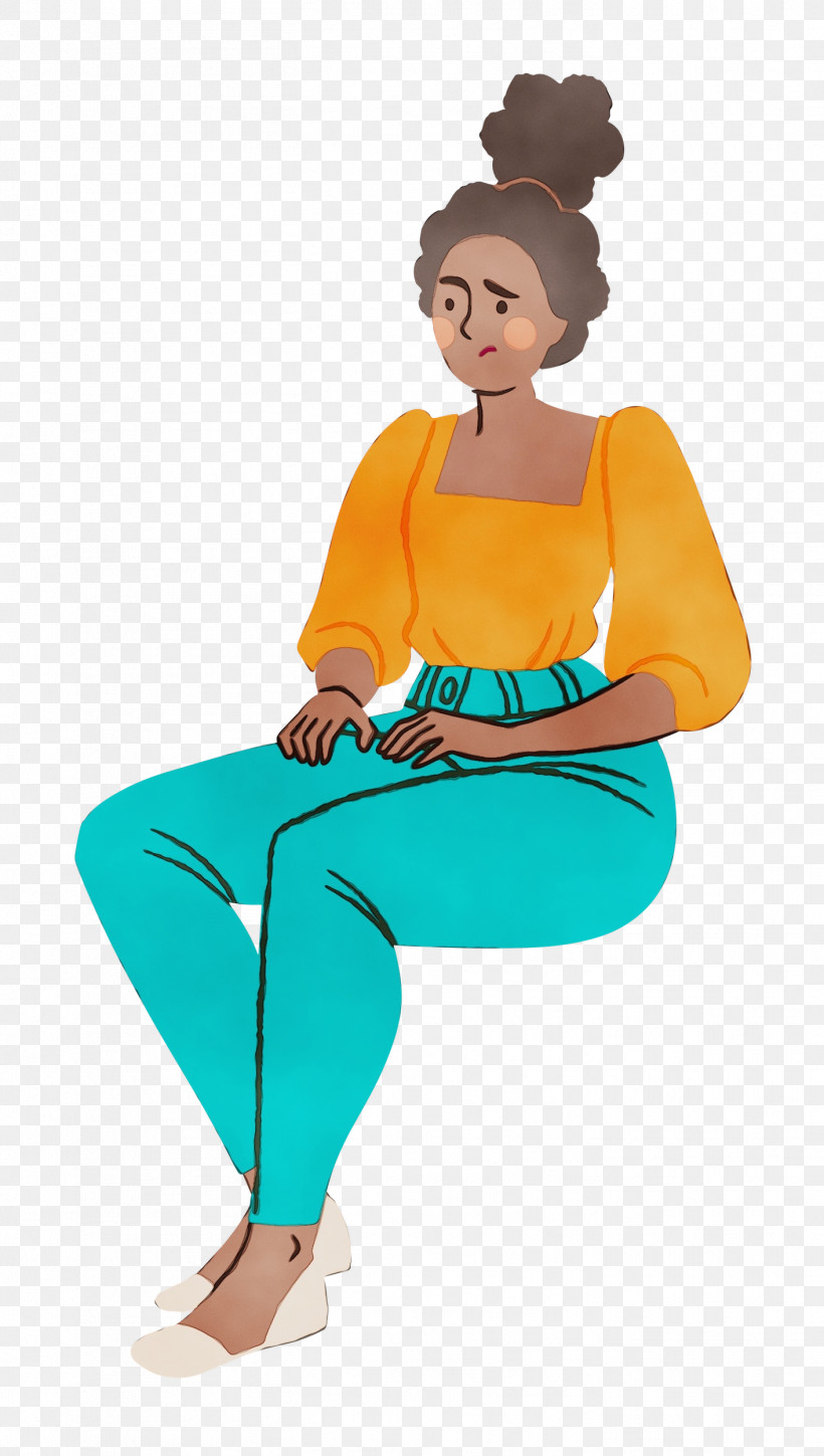 Cartoon Sitting Turquoise, PNG, 1414x2500px, Sitting, Cartoon, Girl, Lady, Paint Download Free