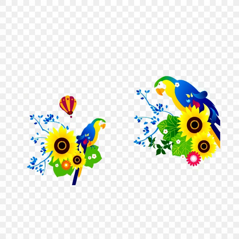 Parrot Bird Graphic Design, PNG, 2362x2362px, Parrot, Area, Bird, Color, Flora Download Free
