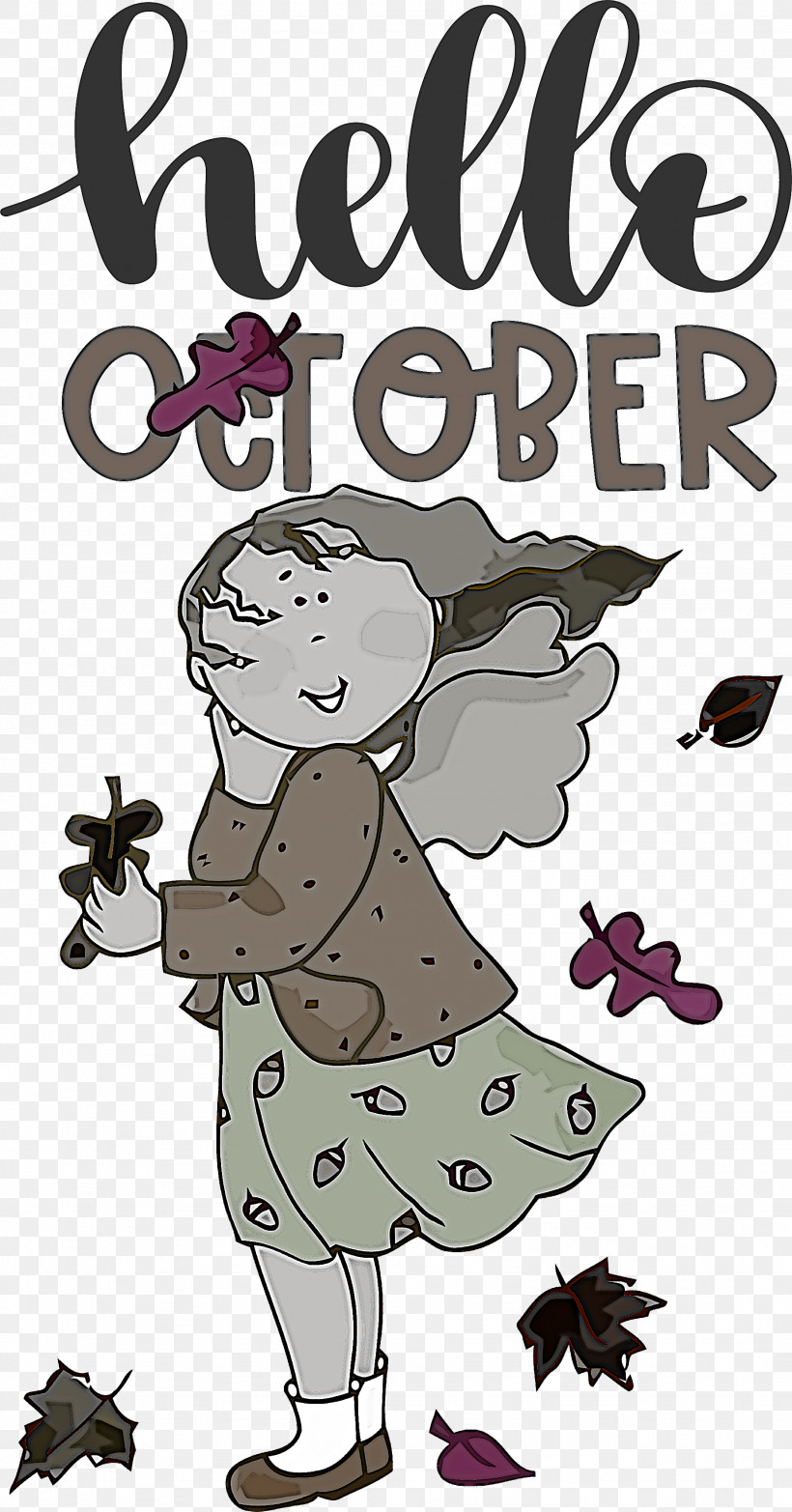 Hello October Autumn, PNG, 1844x3521px, Hello October, Autumn, Cartoon, Drawing, Logo Download Free