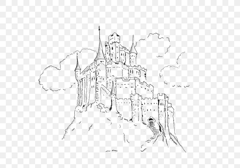 Castle Drawing Line Art Sketch, PNG, 564x573px, Castle, Area, Art, Artwork, Black And White Download Free