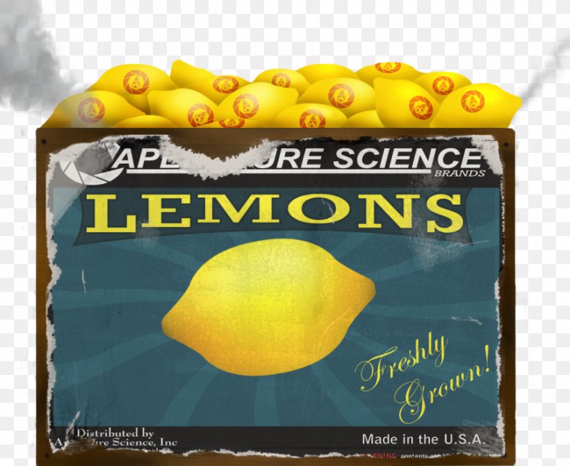 Lemon Cave Johnson Portal 2 Citric Acid, PNG, 900x737px, Lemon, Advertising, Brand, Cave Johnson, Chell Download Free