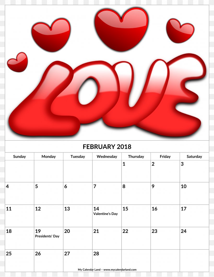 Love 0 1 Friendship February, PNG, 2550x3300px, 2017, 2018, Love, Area, Calendar Download Free