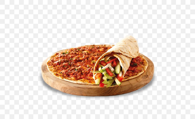 Lahmajoun Pizza Turkish Cuisine Kapsalon Wrap, PNG, 500x500px, Lahmajoun, American Food, California Style Pizza, Chicken As Food, Cuisine Download Free